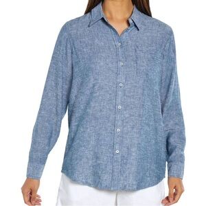 Gap Women's Linen denim chambray Button Down Top large